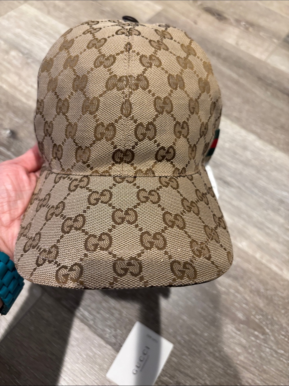 Gucci Brown Monogram Canvas Baseball Cap with Green-Red Web brand new with tags - Picture 5 of 9